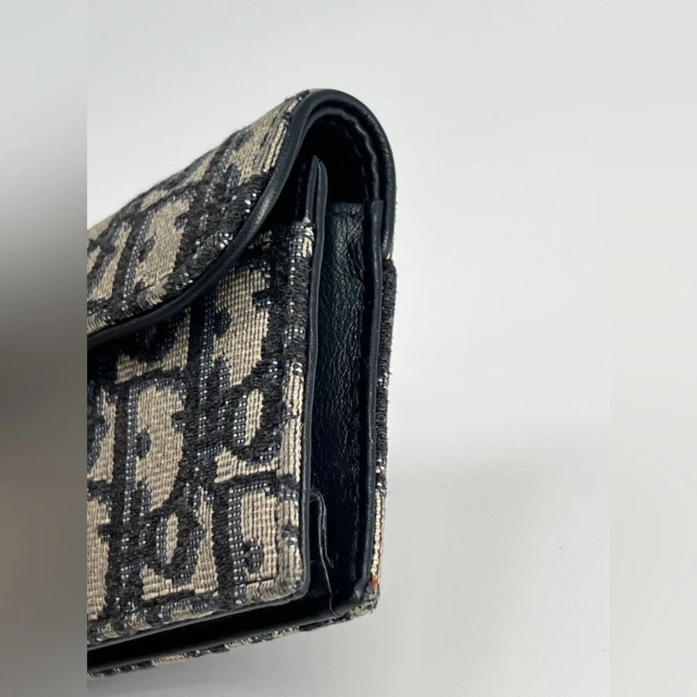 Cristian Dior Oblique Saddle Card Holder Wallet